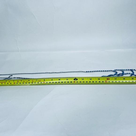 Belt by Fifth Avenue Collection Swarovski Crystal Blue Chain Rhinestone Y2K Glam - Picture 6 of 15